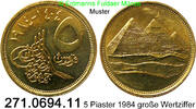 Egypt Ägypten 5 Piaster *A270.1 KM622 Tughra, Große Wertziffer . 271.0694.11 -