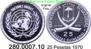 Äquatorialguinea Equatorial Guinea 25 Pesetas *5 KM6 UNO . 280.0007.10 -