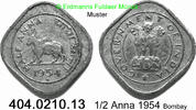 Indien 1/2 Anna *80 KM2 Zeburind . 404.0210.13 -