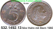 Niederlande 5 Cents *65 KM181 Münzmeisterzeichen Hahn mit Stern . 532.1492.13 -