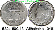 Niederlande 25 Cents *63 KM178 Wilhelmina . 532.1800.13 -
