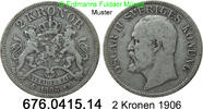 2 Kronen 1906 Schweden *18 KM548 . 676.0415.14 s-ss