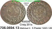 Türkei Osmanisches Reich 5 Piaster KM599 Craig 201a . 706.0694.13 -