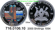 2000 Shillings 1994 Uganda *45 KM43 Frauenkirche in München . 716.0106.10 PP