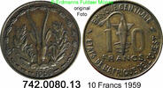 Westafrikanische Staaten WAS 10 Francs *12 KM1 Gazellenkopf . 742.0080.13 -