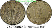 Westafrikanische Staaten WAS 10 Francs *12a KM1a Gazellenkopf . 742.0085.13 -
