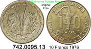 Westafrikanische Staaten WAS 10 Francs *12a KM1a Gazellenkopf . 742.0095.13 -