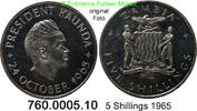 Zambia Sambia 5 Shillings *4 KM4 Kenneth Kaunda, Independence . 760.0005.10 -
