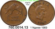 Zambia Sambia 1 Ngwee *9 KM9 Erdferkel . 760.0014.13 -