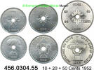 Laos 10 + 20 + 50 Cents = 3 Werte Kursmünzensatz KMS . 456.0304.55 -