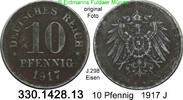 Deutschland Kaiserreich 10 Pfennig 1917J  1917 J . . J.298 . Eisen . . 330.1428.13 ss