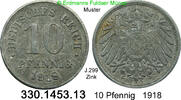 Deutschland Ersatzmünzen 1. Weltkrieg 10 Pfennig . . J.299 . Zink . . 330.1453.13 -