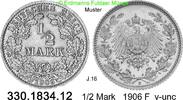 Deutschland Kaiserreich 1/2 Mark . . J.16 . . 330.1834.12 -