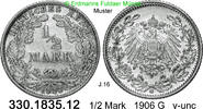 Deutschland Kaiserreich 1/2 Mark . . J.16 . . 330.1835.12 -