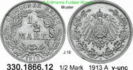 Deutschland Kaiserreich 1/2 Mark . . J.16 . . 330.1866.12 -