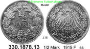 Deutschland Kaiserreich 1/2 Mark . . J.16 . . 330.1878.13 -