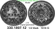 Deutschland Kaiserreich 1/2 Mark . . J.16 . . geschwärzt . 330.1897.12 -