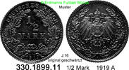 Deutschland Kaiserreich 1/2 Mark . . J.16 . . geschwärzt . 330.1899.11 -
