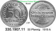 Deutschland Weimarer Republik 50 Pfennig . . J.301 . . 330.1907.11 -
