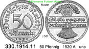 Deutschland Weimarer Republik 50 Pfennig . . J.301 . . 330.1914.11 -