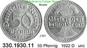 Deutschland Weimarer Republik 50 Pfennig . . J.301 . . 330.1930.11 -
