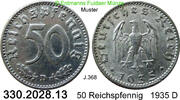 Deutschland Drittes Reich 50 Reichspfennig . . J.368 . . 330.2028.13 -