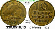 Deutschland Nebengebiete Danzig 10 Pfennig . . J.D13 . . 334.0518.13 -