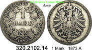 Deutschland Kaiserreich 1 Mark . J.9 kleiner Adler . 330.2102.14 -