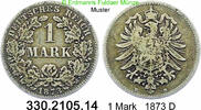 Deutschland Kaiserreich 1 Mark . J.9 kleiner Adler . 330.2105.14 -