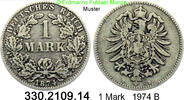 Deutschland Kaiserreich 1 Mark . J.9 kleiner Adler . 330.2109.14 -