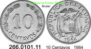 Ecuador 10 Centavos *69c KM76c Schiff im Wappen . 266.0101.11 -