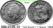 Ecuador 1 Sucre 1964 *72b KM78b Schiff im Wappen . 266.0126.12 vz