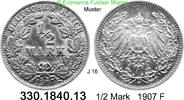 Deutschland Kaiserreich 1/2 Mark . . J.16 . . 330.1840.13 -