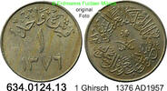 Saudi Arabien 1 Ghirsh 1376 AD1957 *22 KM40 . 634.0124.13 ss siehe Foto
