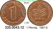 Deutschland BRD 1 Pfennig . . J.380 . 335.0043.12 -