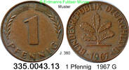 Deutschland BRD 1 Pfennig . . J.380 . 335.0043.13 -