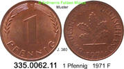 Deutschland BRD 1 Pfennig . . J.380 . 335.0062.11 -