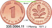Deutschland BRD 1 Pfennig . . J.380 . 335.0064.11 -