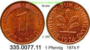 Deutschland BRD 1 Pfennig . . J.380 . 335.0077.11 -