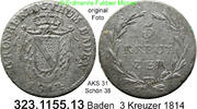 Altdeutschland Baden 3 Kreuzer AKS31 . 323.1155.13 -