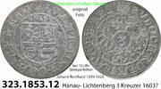 Altdeutschland Hanau- Lichtenberg 3 Kreuzer (Groschen) Johann Reinhard 1599-1625 . 323.1853.12 -