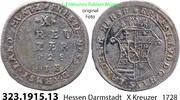 Hessen-Darmstadt X Kreuzer 10 Kreuzer Hoffm. 3631 . Ernst Ludwig 1678-1739 . 323.1915.13 -