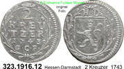 Hessen-Darmstadt 2 Kreuzer Hoffm. 3707 . Ludwig VIII. 1739-1768 . 33.1916.12 -