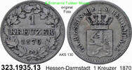 Hessen-Darmstadt 1 Kreuzer AKS 130 . Ludwig III. 1848-1877 . 323.1935.13 -