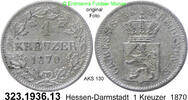 Hessen-Darmstadt 1 Kreuzer AKS 130 . Ludwig III. 1848-1877 . 323.1936.13 -