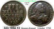 Hessen-Kassel 3 Heller Hoffm. 2241 . Wilhelm VIII. 1751-1760 . 323.1954.13 -