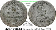 Hessen-Kassel mit Titel GH von Fulda 1/6 Taler AKS 23 . 323.1968.13 -