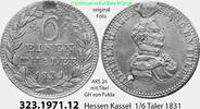 Hessen-Kassel mit Titel GH von Fulda 1/6 Taler AKS 24 . 323.1971.12 oder annehmbares Gebot -