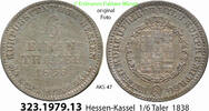 Hessen-Kassel 1/6 Taler AKS 47 . 323.1979.13 -