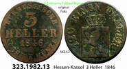 Hessen-Kassel AKS 52 . 323.1982.13 3 Heller 1846 -ss